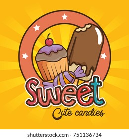 kawaii sweets and candies cartoon 