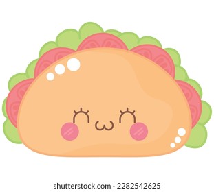 kawaii taco design over white