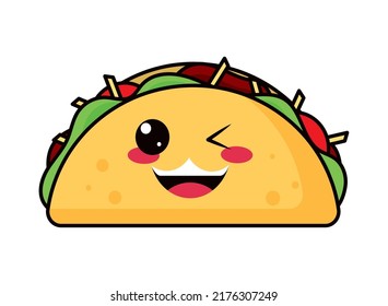 kawaii taco icon on white background