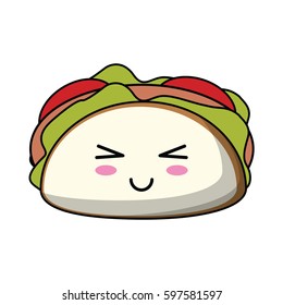 kawaii taco mexican food icon