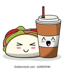 kawaii taco with soda cup image