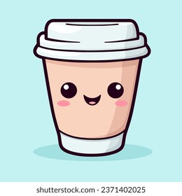 Kawaii Take-Out Coffee Cup Clipart - Adorable Beverage Illustration