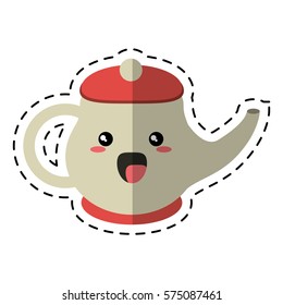 kawaii teapot porcelain kettle cut line