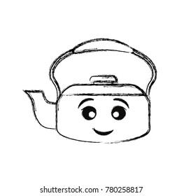 kawaii teapot  vector illustration