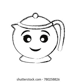 kawaii teapot  vector illustration