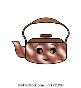 kawaii teapot  vector illustration
