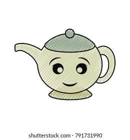 kawaii teapot  vector illustration