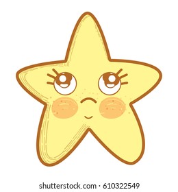 kawaii thinking star with cute eyes