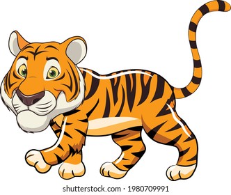 Kawaii Tiger cartoon vector art and illustration