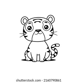 Kawaii Tiger Outline Drawing Coloring Pages Stock Vector (Royalty Free ...