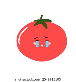 kawaii tomato design. Tomato Icon, Logo, Vector Illustration in Kawaii Style