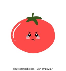 kawaii tomato design. Tomato Icon, Logo, Vector Illustration in Kawaii Style