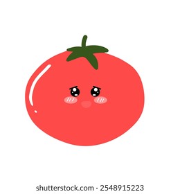 kawaii tomato design. Tomato Icon, Logo, Vector Illustration in Kawaii Style