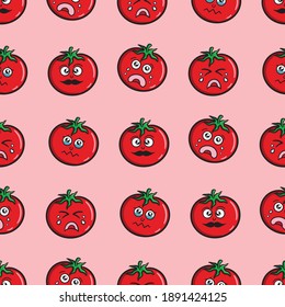 Kawaii Tomatoes Expression Seamless Pattern