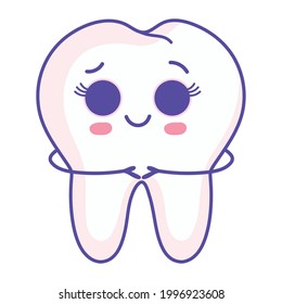 kawaii tooth cartoon isolated icon