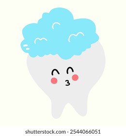 kawaii tooth face expression. dental care doodles
