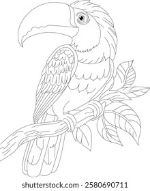 Kawaii Toucan Hand Draw Coloring Page