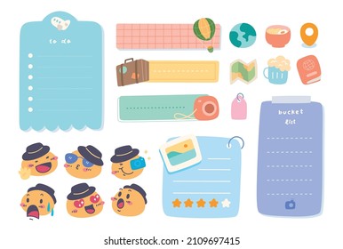 Kawaii Travel Journal and Planer Vector Illustration