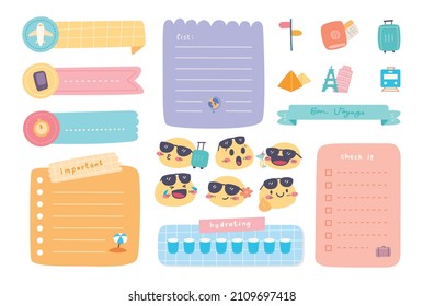 Kawaii Travel Journal and Planer Vector Illustration