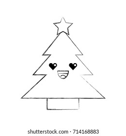 kawaii tree pine star decoration cartoon
