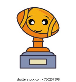  kawaii trophy  amrican football   vector illustration