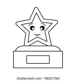  kawaii trophy  with star   vector illustration