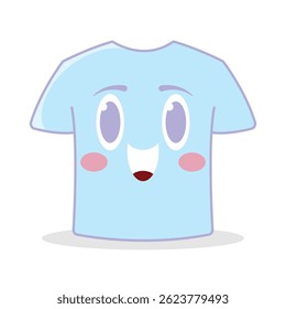 Kawaii T-Shirt Character Vector with Cute Face and Soft Style, Perfect for Fashion Illustrations, Apparel Designs, Fun Clothing Projects, and Playful Digital Art.