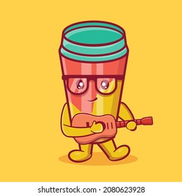 kawaii tumbler mascot  playing guitar isolated cartoon in flat style