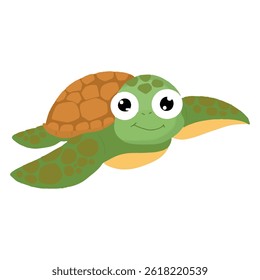 kawaii turtle cartoon isolated on white background