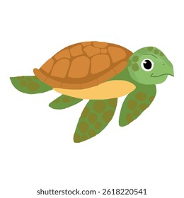 kawaii turtle cartoon isolated on white background