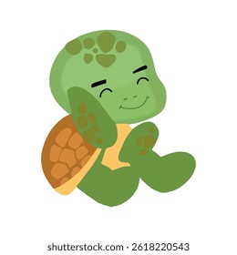 kawaii turtle cartoon isolated on white background