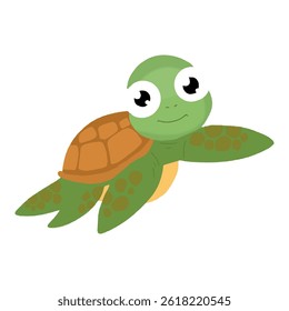 kawaii turtle cartoon isolated on white background