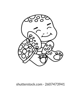Kawaii turtle character cartoon. isolated on white background. coloringbook