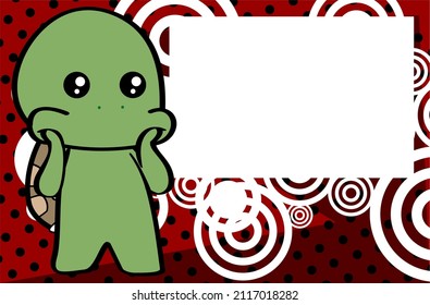 kawaii turtle character cartoon pictureframe illustration background in vector format