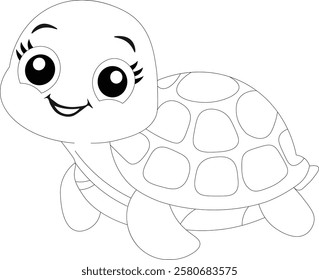Kawaii Turtle Coloring Page for Toddler