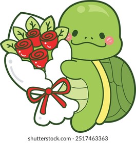
Kawaii turtle daily life sticker cute.
Cute turtle mascot illustrations.
Turtle bring a bouquet of rose