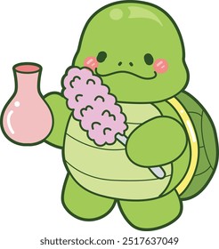 Kawaii turtle daily life sticker cute.
Cute turtle mascot illustrations.
Turtle clean the vase with feather duster
