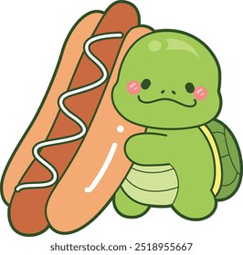 Kawaii turtle daily life sticker cute.
Cute turtle mascot illustrations.
Turtle bring a big hot dog