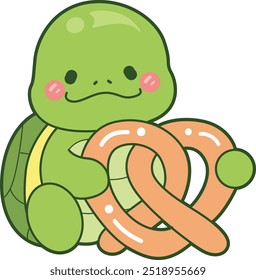 Kawaii turtle daily life sticker cute.
Cute turtle mascot illustrations.
Turtle bring a pretzel