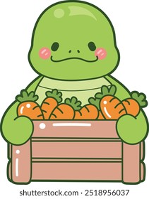 Kawaii turtle daily life sticker cute.
Cute turtle mascot illustrations.
Turtle bring a bucket of carrots