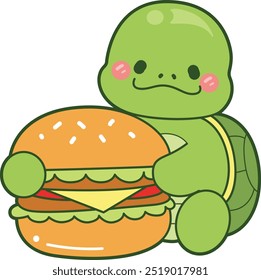 Kawaii turtle daily life sticker cute.
Cute turtle mascot illustrations.
Turtle bring a big burger