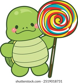 Kawaii turtle daily life sticker cute.
Cute turtle mascot illustrations.
Turtle rbing a big candy