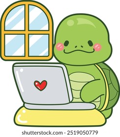 Kawaii turtle daily life sticker cute.
Cute turtle mascot illustrations.
Turtle do homework with notepad