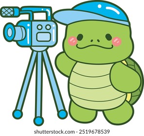 Kawaii turtle daily life sticker cute.
Cute turtle mascot illustrations.
Turtle making content with video