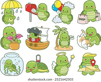 Kawaii turtle daily life sticker cute.
Cute turtle mascot illustrations.
Variation of imagine cute turtle