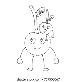 kawaii two cartoon fruit cherry cute