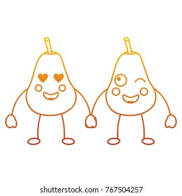 kawaii two cartoon fruit pear character friends