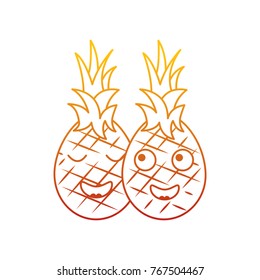 kawaii two cartoon fruit pineapple happy characters
