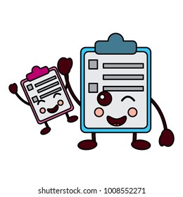 kawaii two clipboard business document cartoon