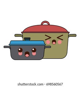 kawaii two saucepans with handle kitchen
